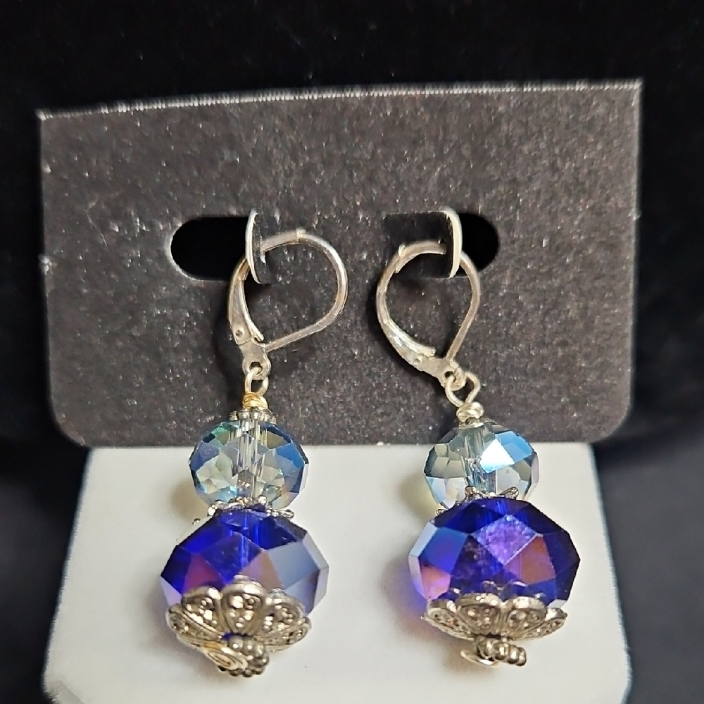 Dazzling Silver and Blue Drop Earrings